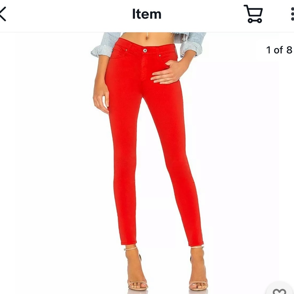 AG Stevie Ankle Slim Straight Red Cord Jean